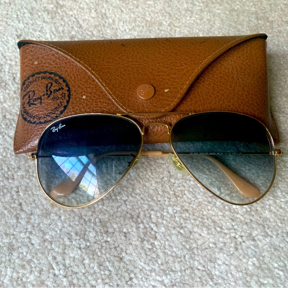 Ray Ban aviator ombré sunglasses with case